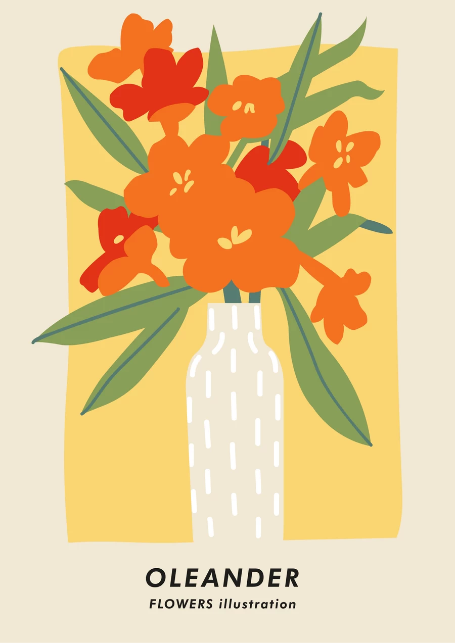 手绘小清新北欧花朵植物花卉插画海报封面画芯装饰AI矢量设计素材【025】